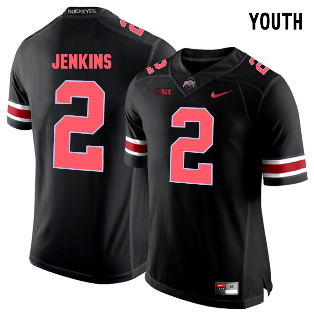Ohio State Buckeyes Youth NCAA Malcolm Jenkins #2 Blackout College Football Jersey YTM4149HY